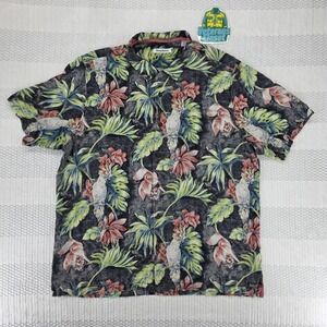 Tommy Bahama Mens 2XL 100% Silk Parrot Floral Hawaiian Shirt Aloha Summer Soft